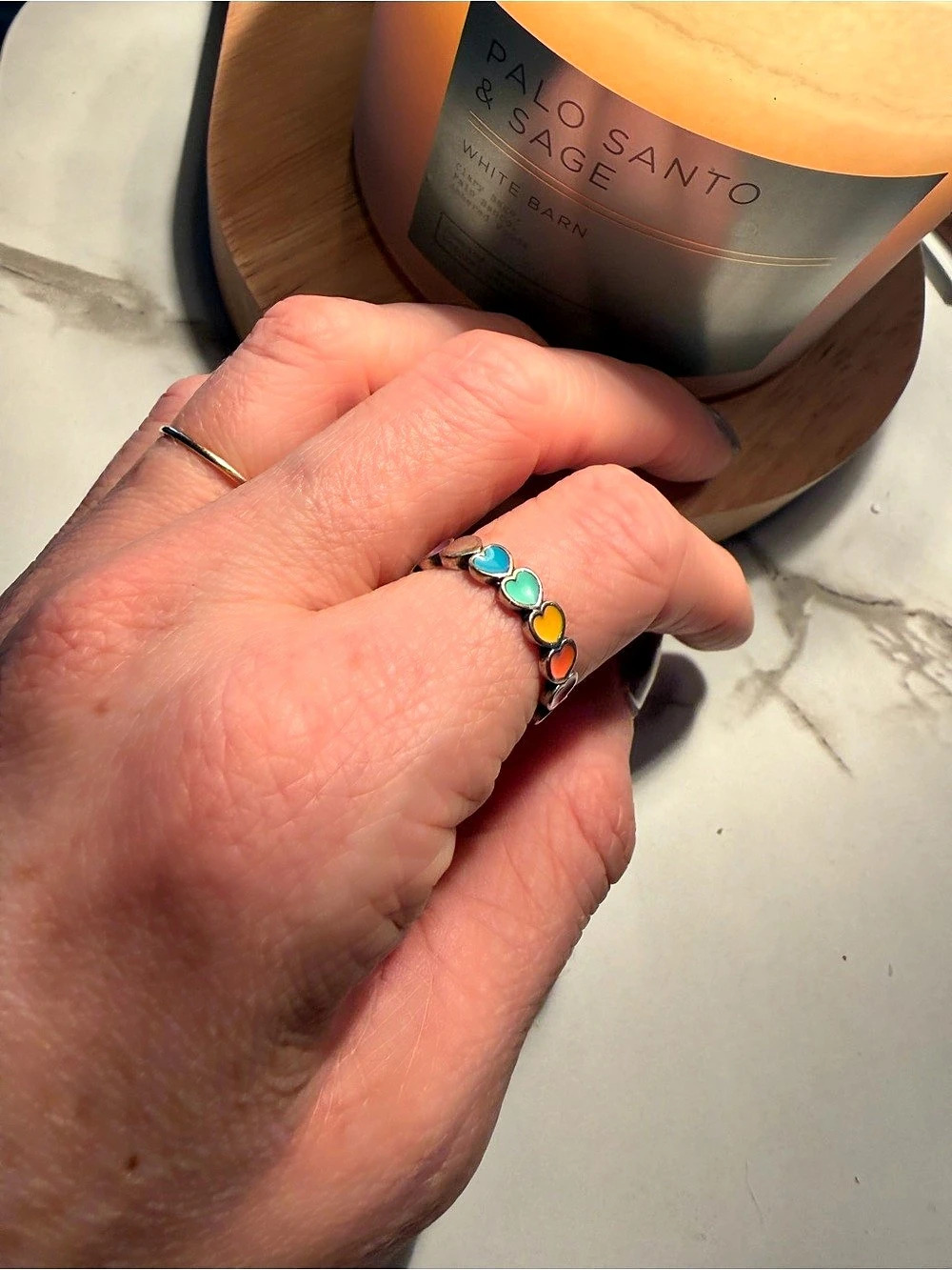 James Avery Enamel Connected Hearts Ring in Silver Multicolor